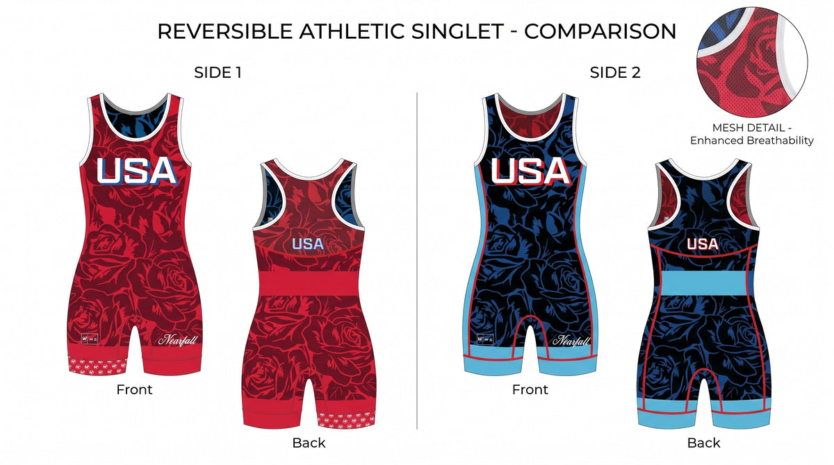 Women’s Freestyle Reversible Singlet “Freedom Rose”