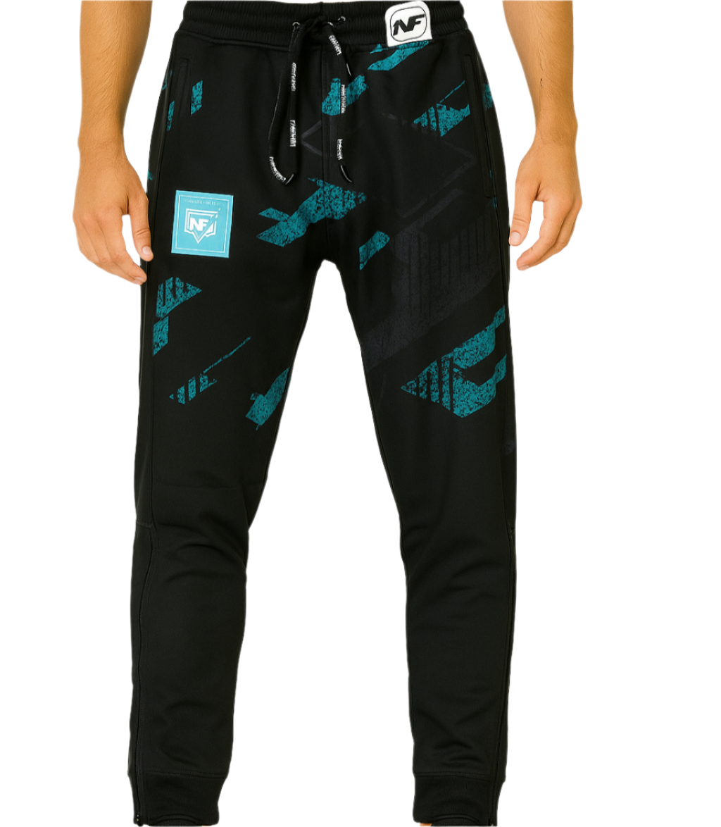 Teal & Black Graphic Sublimated Joggers (A3)