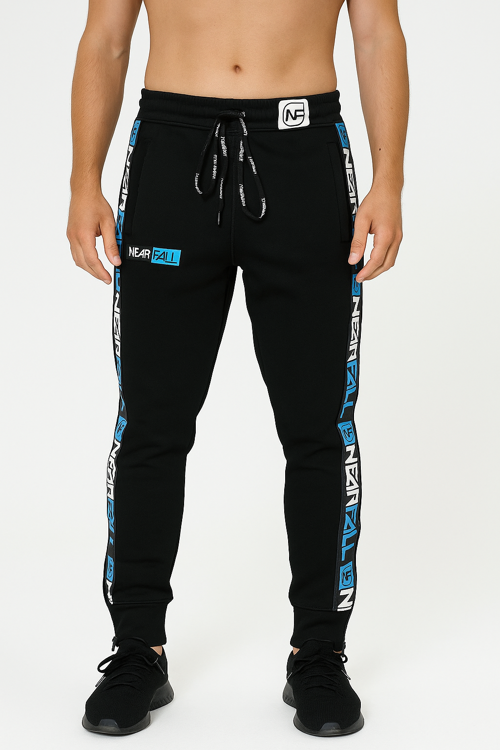 Black Colored Print Cotton Joggers (B2)