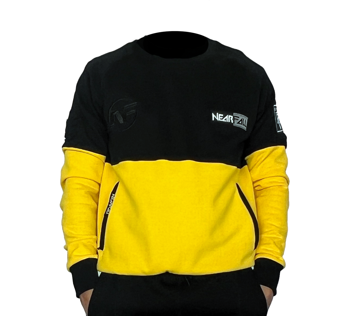 Black and yellow crew neck sales