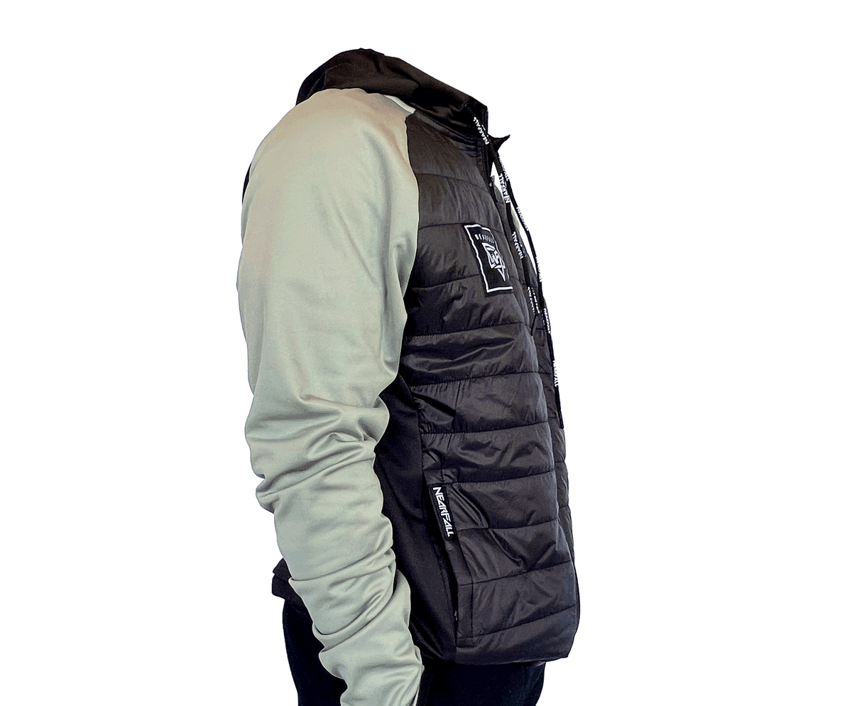 NF Black Silver Puffer Full Zip Hoodie Nearfall Clothing