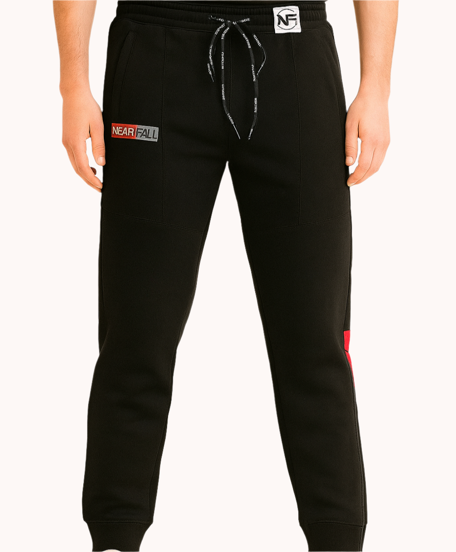 Black/ Red Cotton Joggers (C4)
